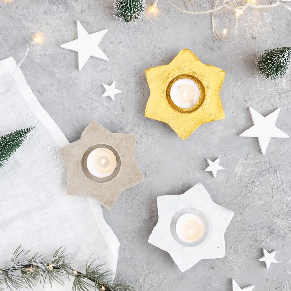 Weihnachtliche DIY Windlichter aus Beton selbermachen