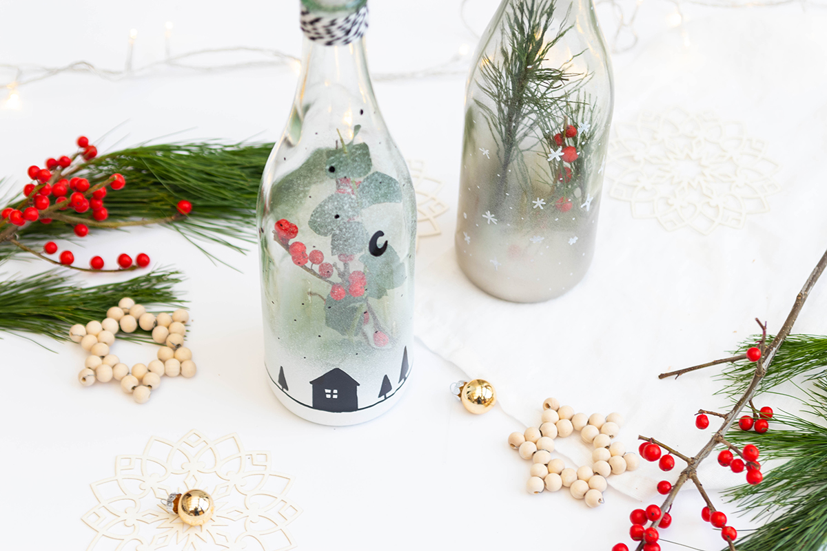Weihnachtliche DIY Flaschendeko