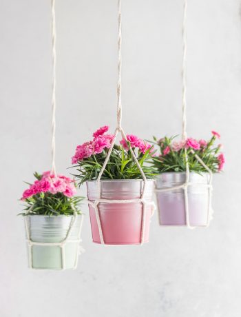 DIY Blumenampeln mit Makramee Garn basteln