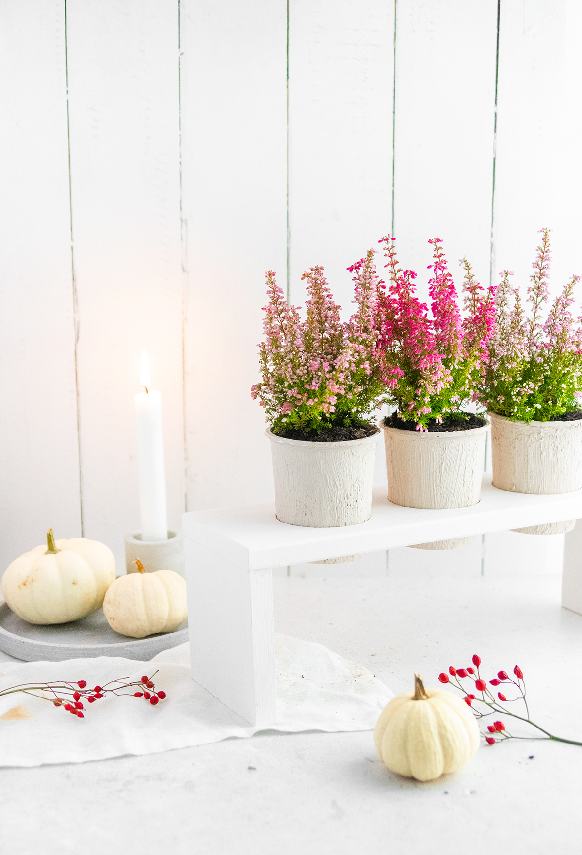 DIY Blumenbank für den Herbsttisch basteln