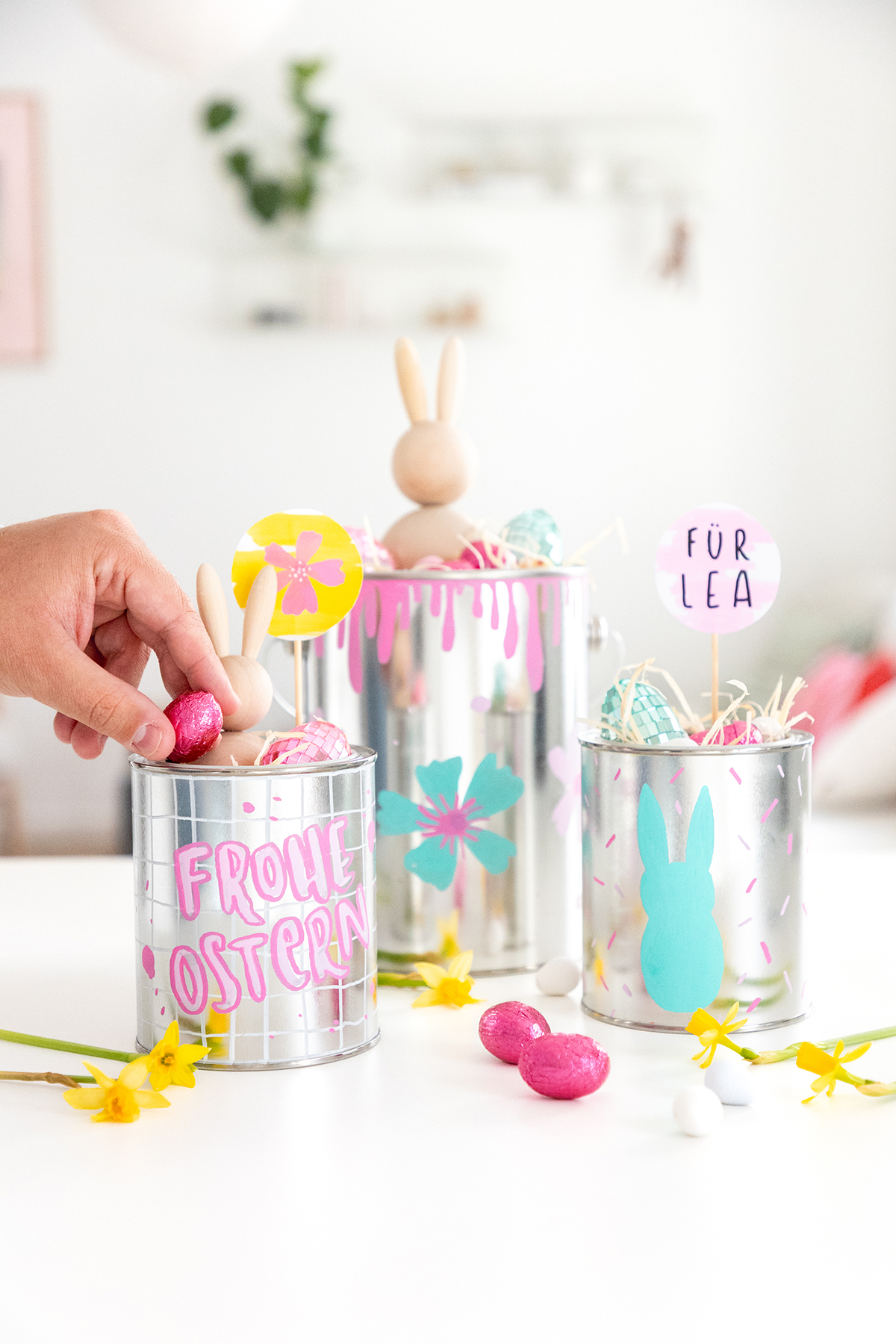 DIY Osternester basteln aus leeren Farbdosen